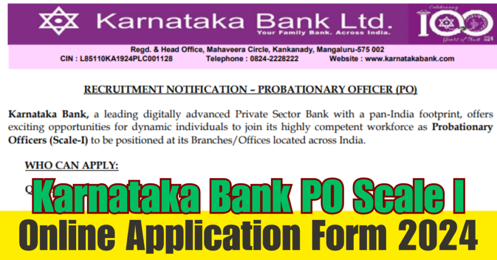 Karnataka Bank PO Online Form 2024