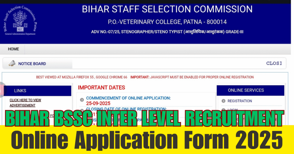 Bihar BSSC Inter Level Recruitment 2025